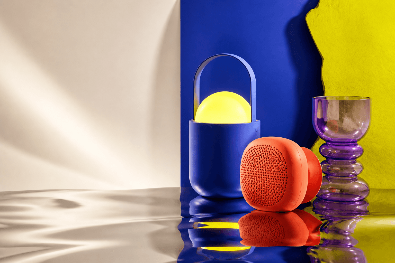 Colorful Vivid Ritual design objects arranged on a reflective set